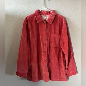 L.L. Bean Shaket Women’s Size XL Coral Corduroy Accents Button Down